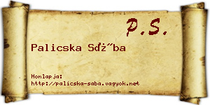 Palicska Sába névjegykártya